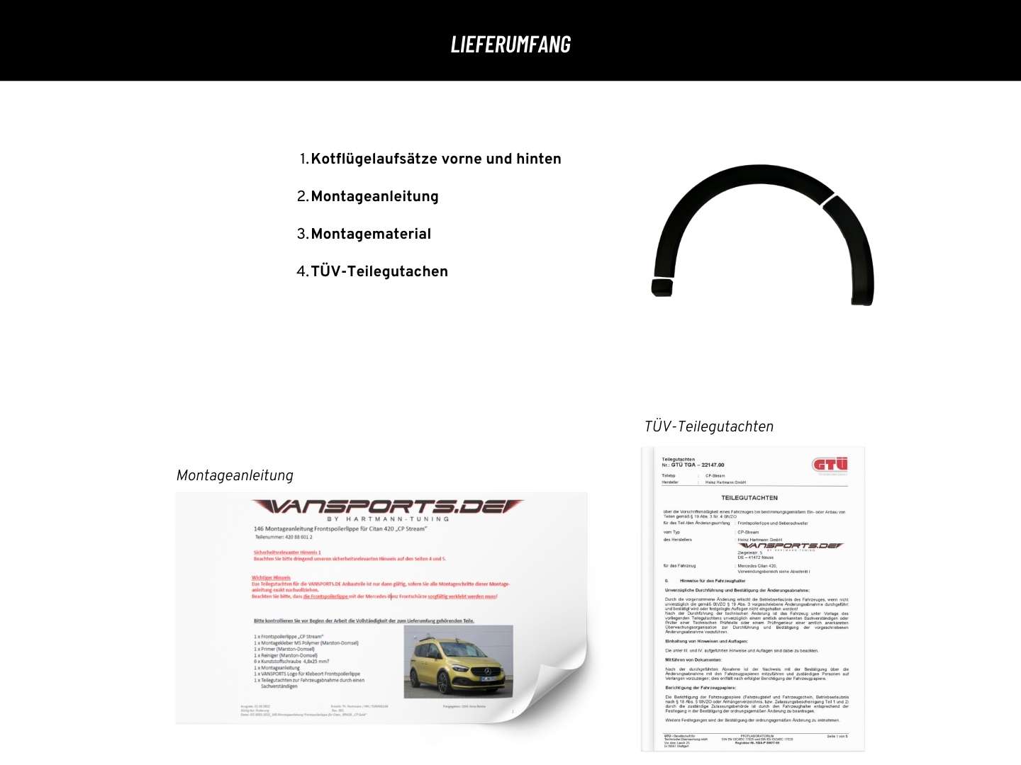 Mudguard attachment parts for Citan 420