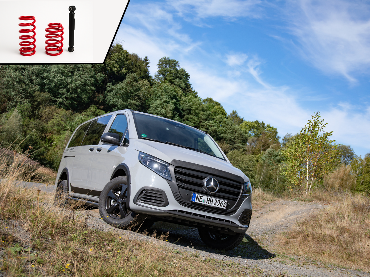 Höherlegungs-Federsatz (+40mm) mit 2 verlängerten Hinterachs-Stoßdämpfern für Mercedes-Benz V-Klasse/Vito 447