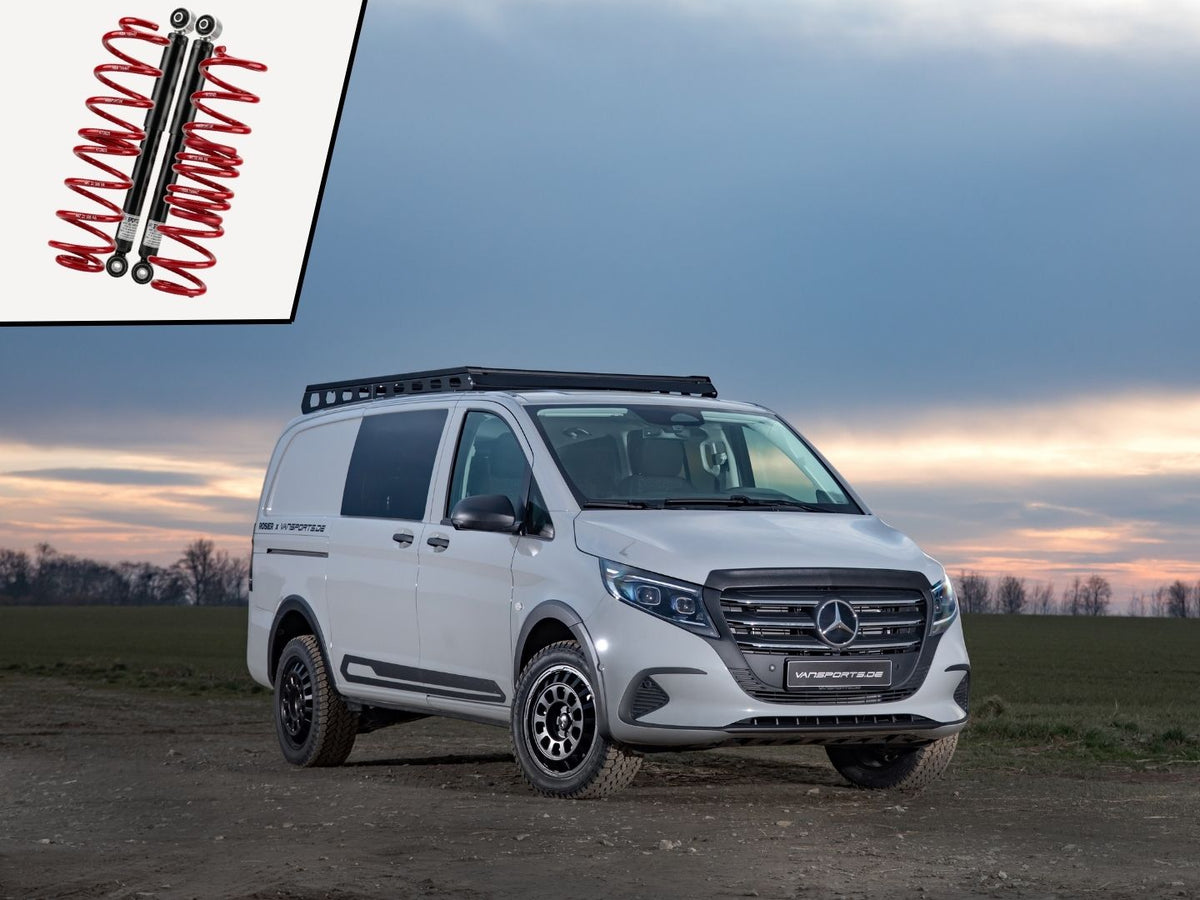 Höherlegungs-Federsatz (+40mm) mit 2 verlängerten Hinterachs-Stoßdämpfern für Mercedes-Benz V-Klasse/Vito 447