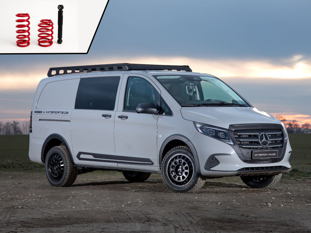 Höherlegungs-Federsatz (+40mm) mit 2 verlängerten Hinterachs-Stoßdämpfern für Mercedes-Benz V-Klasse/Vito 447