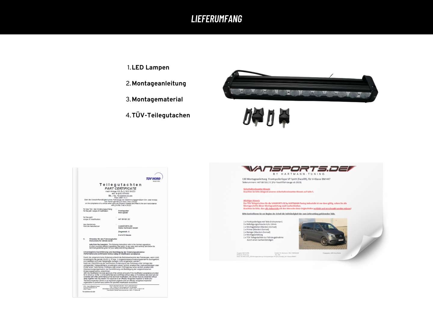 LED lamps for roof rack VP Solid for Vito/V-Class 447