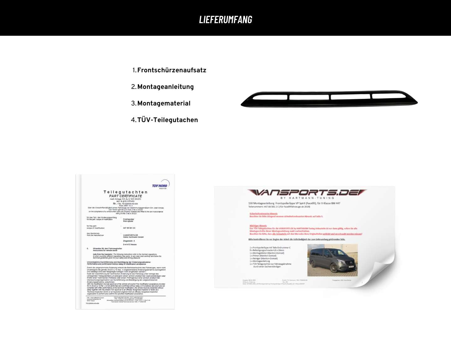 VP Spirit front apron attachment for V-Class 447 Facelift