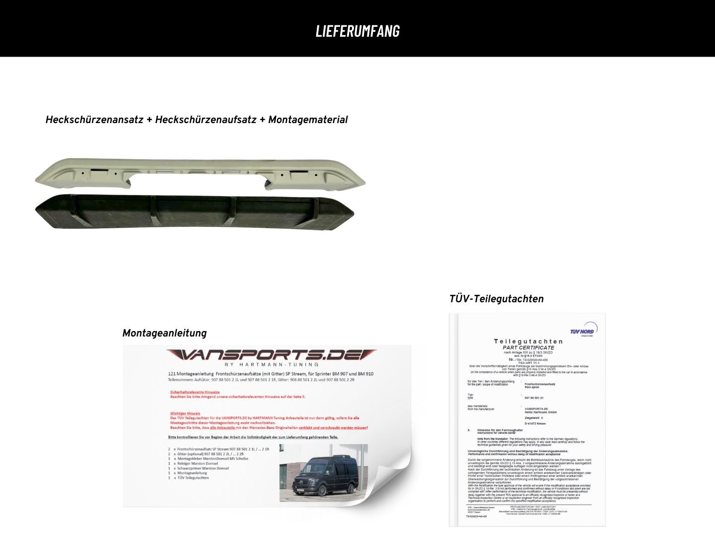 Diffusor-Heckmittelteil für Mercedes-Benz Vito/ V-Klasse 447 (ab Facelift 2024)