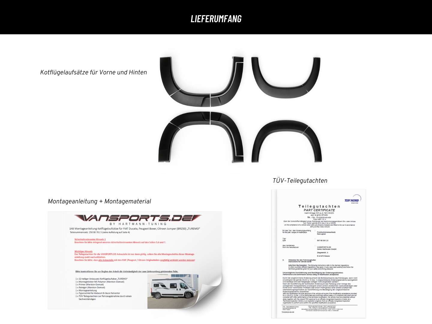 Kotflügel-Aufsatzteile für Fiat Ducato | Peugot Boxer | Citroen Jumper (Typ: 250)